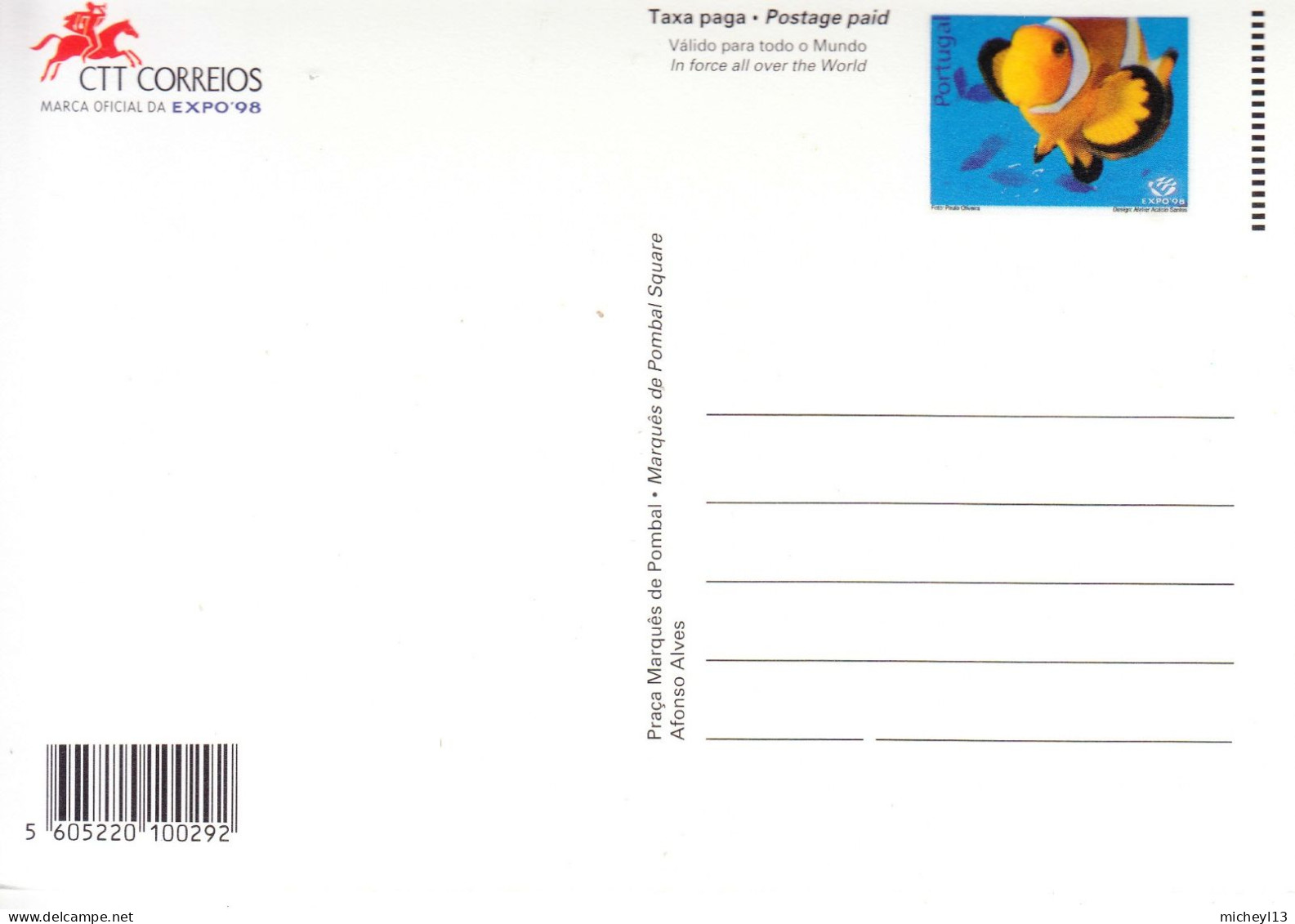 Portugal-1998-4 Entiers Postaux -EXPO 98 à Lisboa-Lisbonne-3 Neufs Et Un Oblitéré  De Porta Do Mar - Postal Stationery