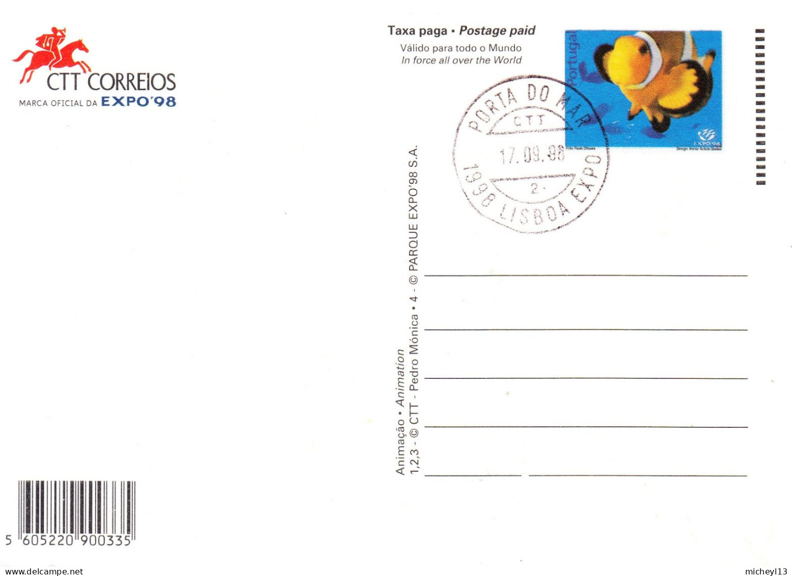 Portugal-1998-4 entiers postaux -EXPO 98 à Lisboa-Lisbonne-3 neufs et un oblitéré  de Porta Do Mar