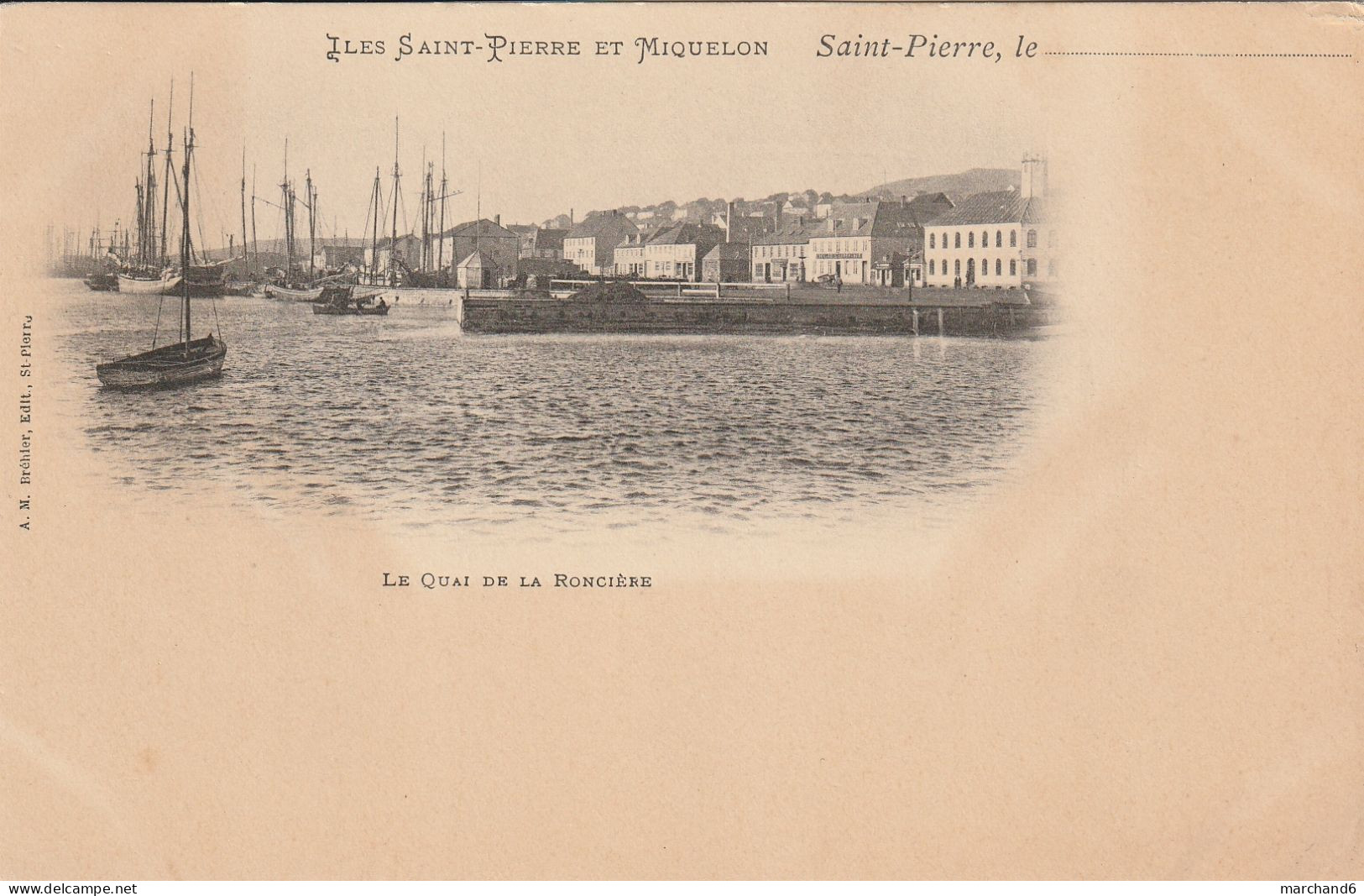 Iles Saint Pierre Et Miquelon Le Quai De La Roncière édition A M Bréhler Avant 1903 - Saint-Pierre-et-Miquelon