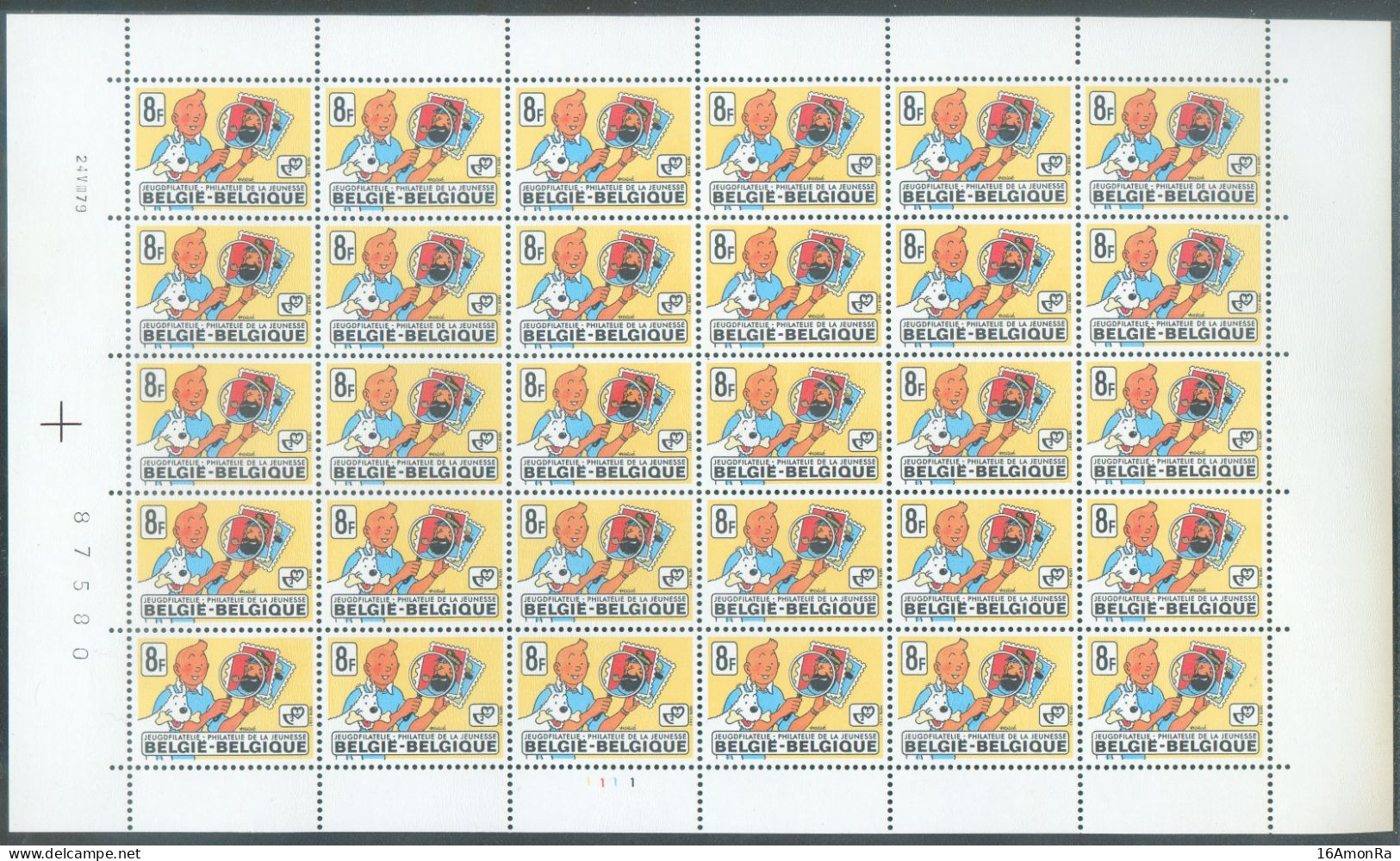 Tintin Et Milou KUIFJE En Feuille De 30 Timbres N°1944 Planche 1 ** Datée Du 24-VIII-79 MNH  - 22099 - 1971-1980