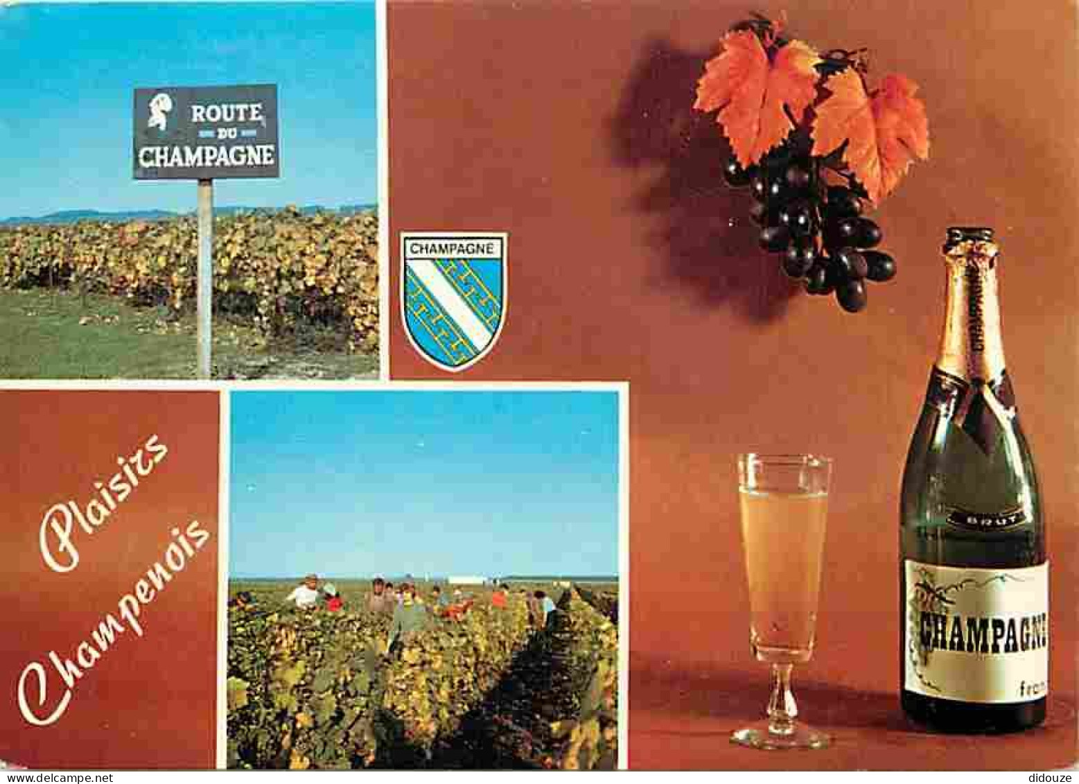 Vignes - La Route Du Champagne - Multivues - Bouteille De Champagne - Blasons - CPM - Voir Scans Recto-Verso - Vignes