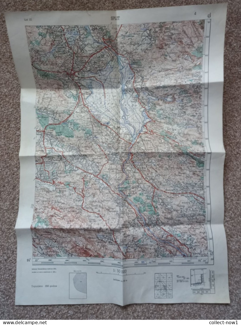 Topographical Maps - Croatia / Split  - JNA YUGOSLAVIA ARMY MAP MILITARY CHART PLAN - Topographische Kaarten