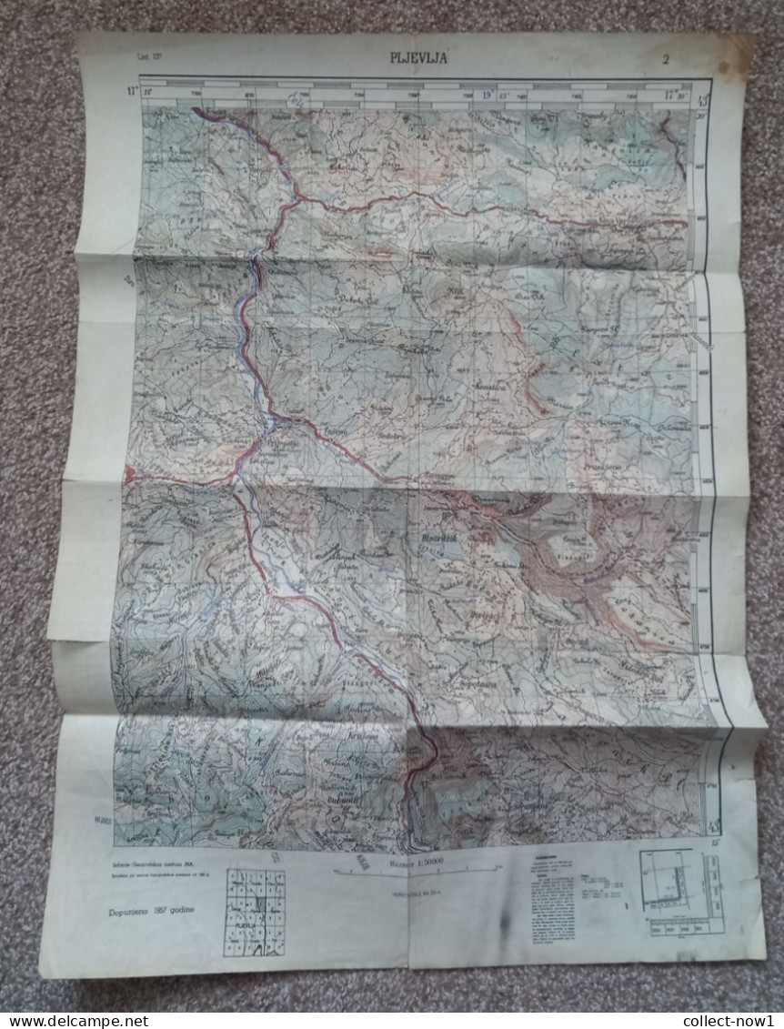 Topographical Maps - Montenegro / Pljevlja  - JNA YUGOSLAVIA ARMY MAP MILITARY CHART PLAN - Mapas Topográficas