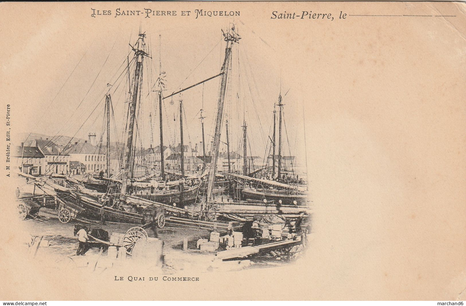 Iles Saint Pierre Et Miquelon Le Quai Du Commerce édition A M Bréhler Avant 1903 - Saint-Pierre-et-Miquelon