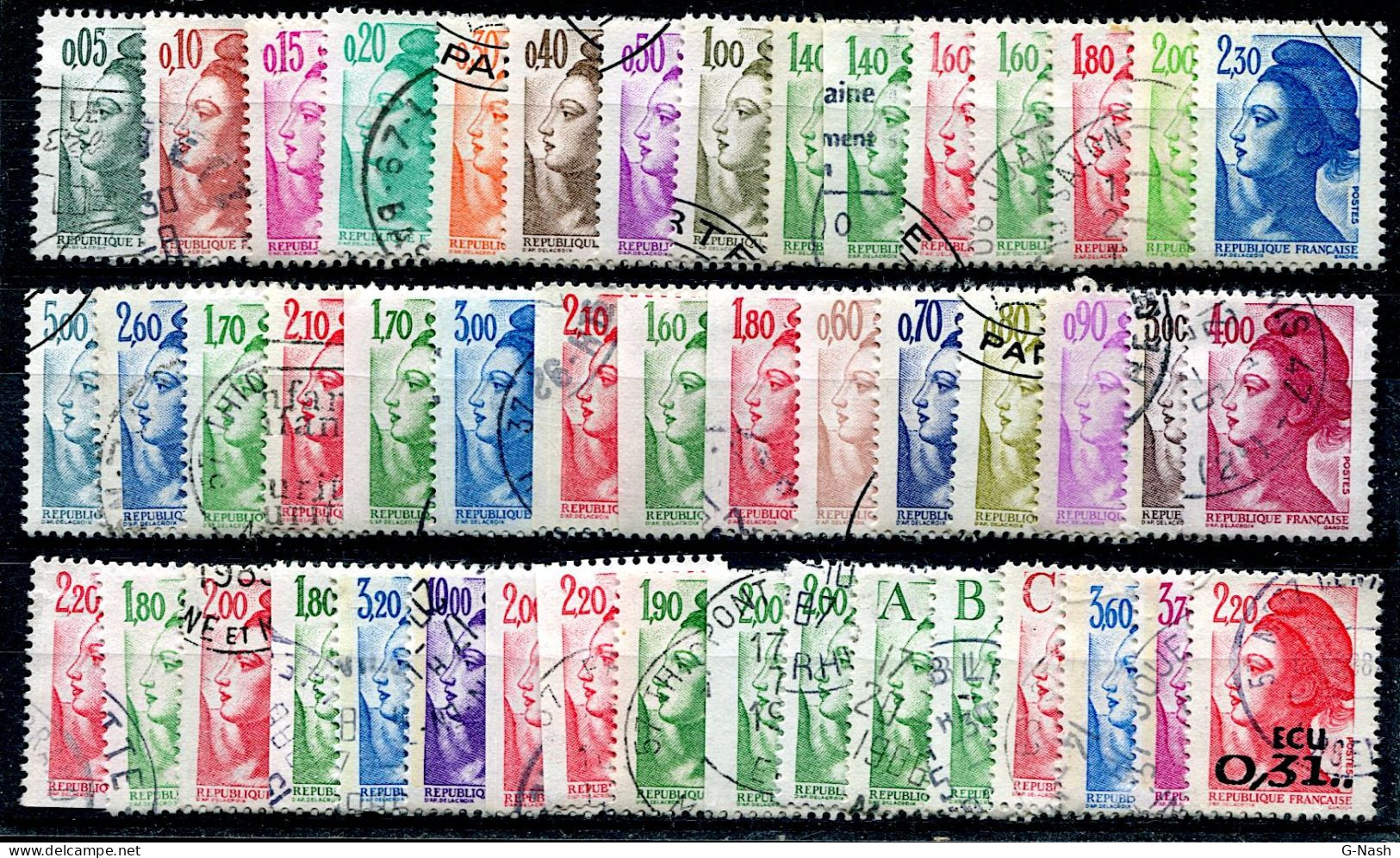 Liberté De Gandon - Lot De 47 Timbres Oblitérés Différents - Usados