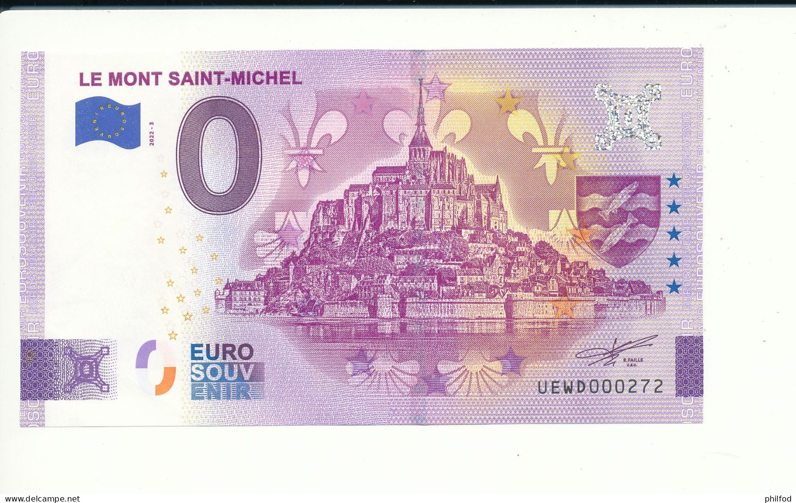 Billet Touristique  0 Euro  - LE MONT SAINT-MICHEL - 2022-3 -  UEWD -  N° 272 - Otros & Sin Clasificación