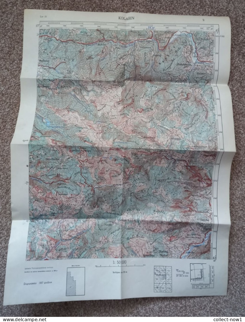 Topographical Maps - Montenegro / Kolasin  - JNA YUGOSLAVIA ARMY MAP MILITARY CHART PLAN - Topographische Karten