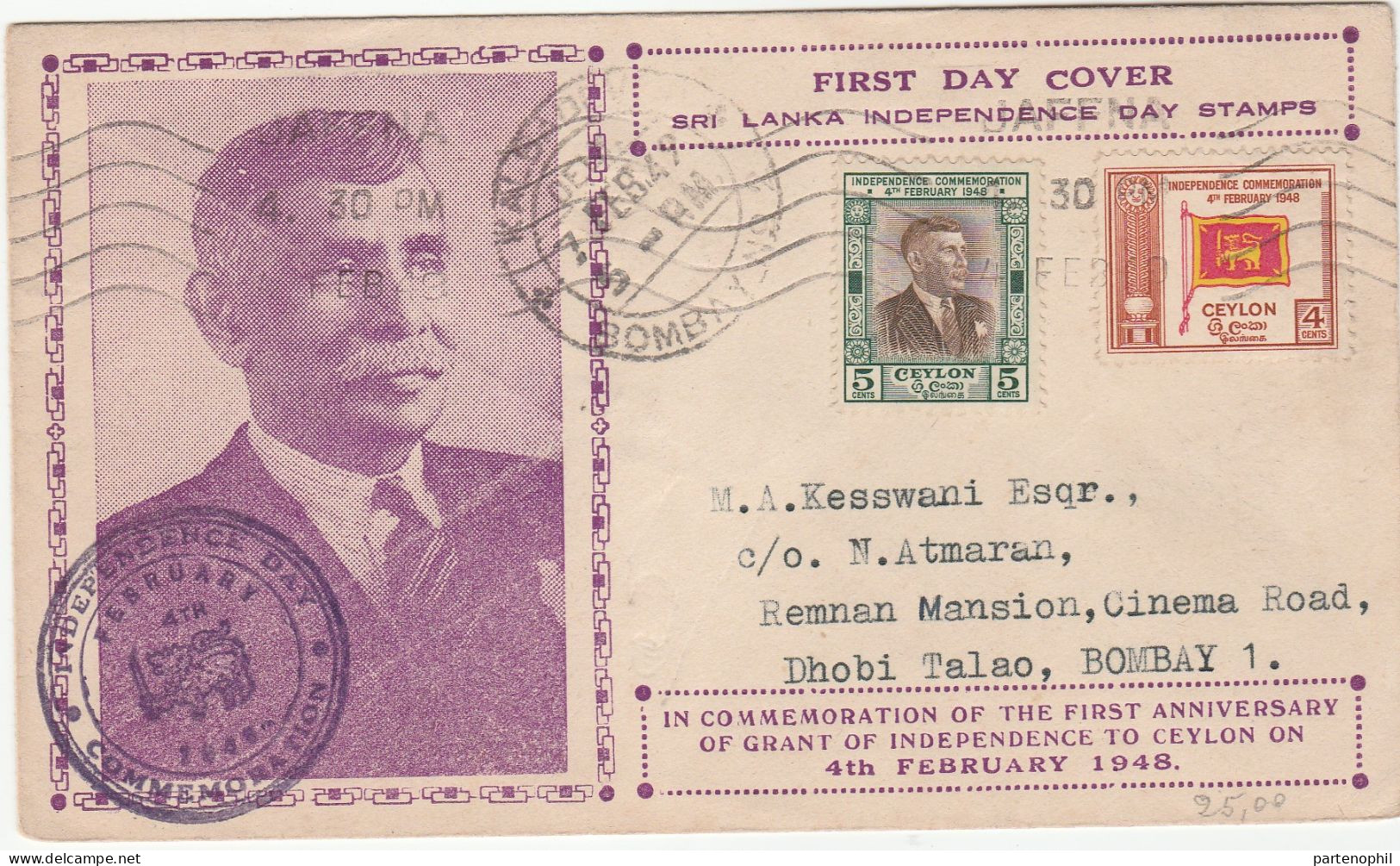 Sri Lanka (Ceylon) 1949  - Postal History  Postgeschichte - Storia Postale - Histoire Postale - Sri Lanka (Ceylon) (1948-...)