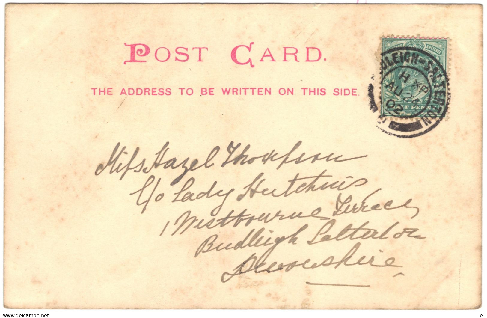 Ladram Rock, Ladram Bay Undivided Back - Postmark 1902 - Altri & Non Classificati