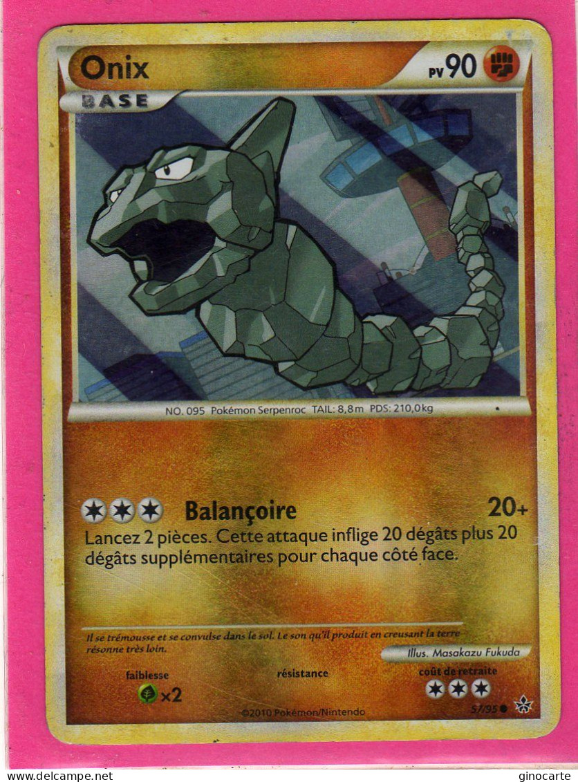 Carte Pokemon Francaise 2010 Heart Gold Dechainement 57/95 Onix 90pv Occasion Brillante - HeartGold SoulSilver