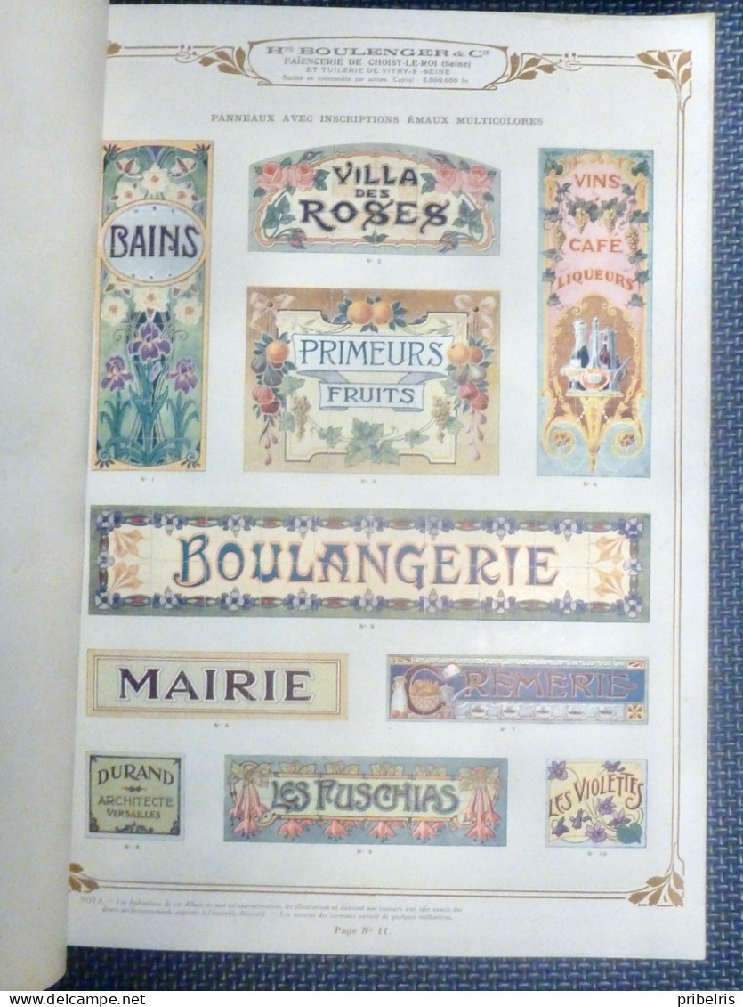 Faïenceries De Choisy Le Roy, Creil &Montereau - Catalogue De Revêtements Céramiques H Boulenger 1921 - Werbung