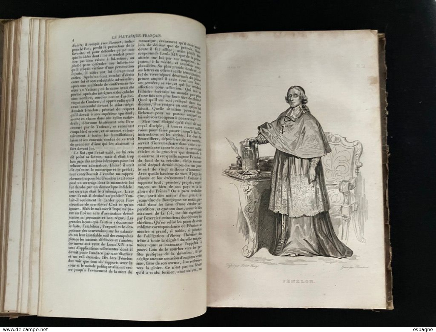 Plutarque français ensemble de biographies de personnages illustres avec illustration pour chacun  1836