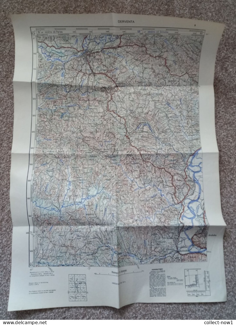 Topographical Maps - Bosnia And Herzegovina / Derventa   - JNA YUGOSLAVIA ARMY MAP MILITARY CHART PLAN - Mapas Topográficas