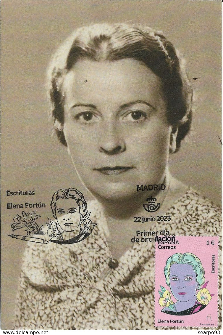 SPAIN. MAXICARD FIRST DAY. WRITER ELENA FORTUN. 2023 - Tarjetas Máxima