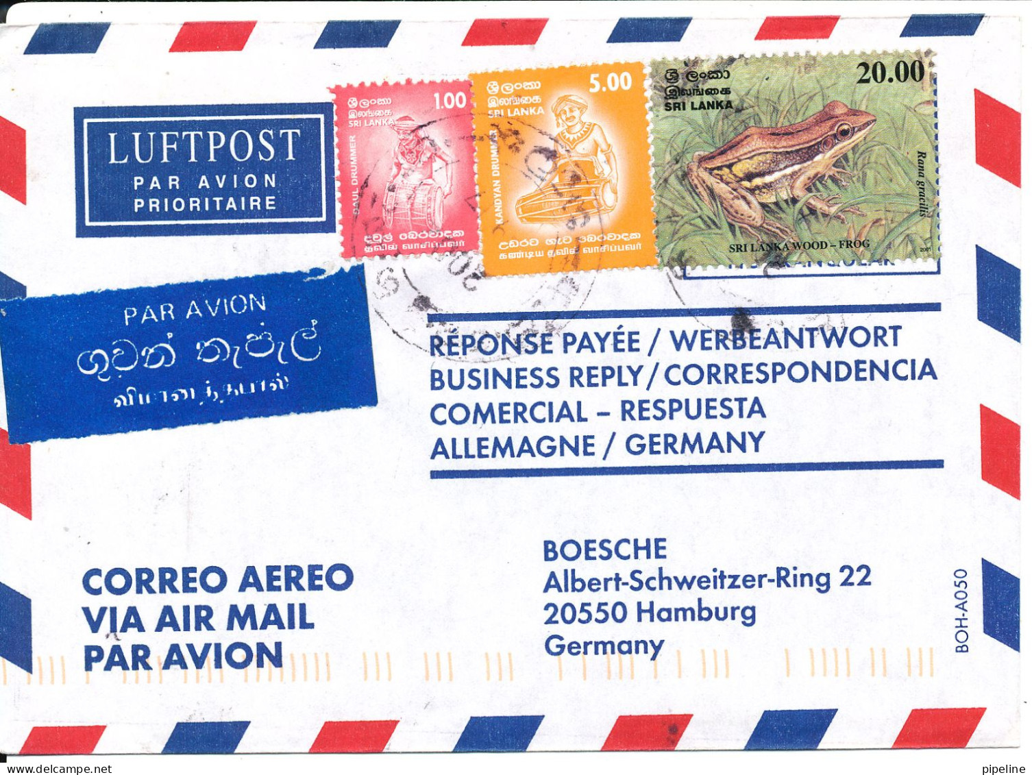 Sri Lanka Registered Air Mail Cover Sent To Germany 2002 - Sri Lanka (Ceylon) (1948-...)