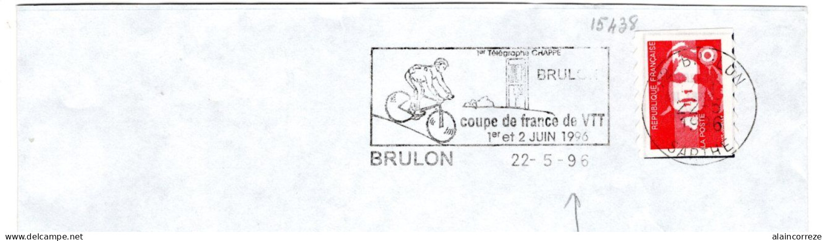 Flamme SECAP 1996 Sarthe BRULON " Coupe De France De VTT 1er Et 2 Juin 1996 Télégraphe Chappe" Vélo Cyclisme - BMX