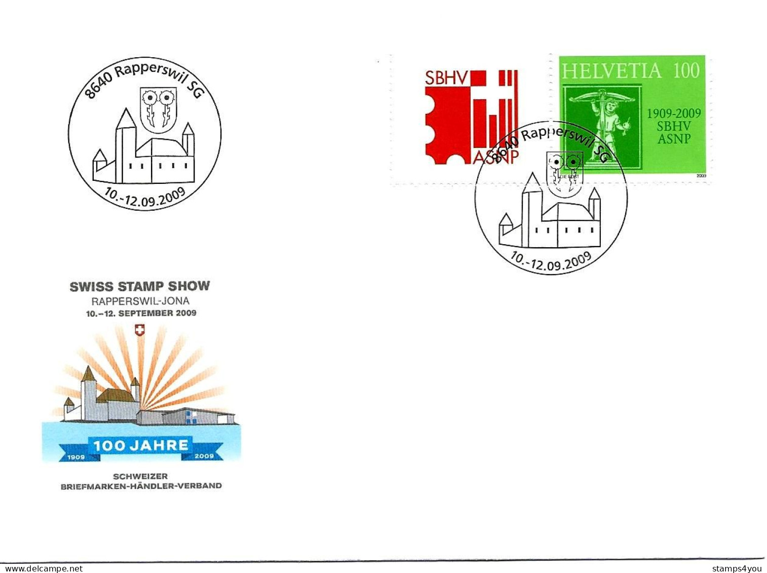 CH - 124 - Enveloppe Avec Oblit Spéciale "Swiss Stamp Show Rapperswil 2009" - Marcophilie