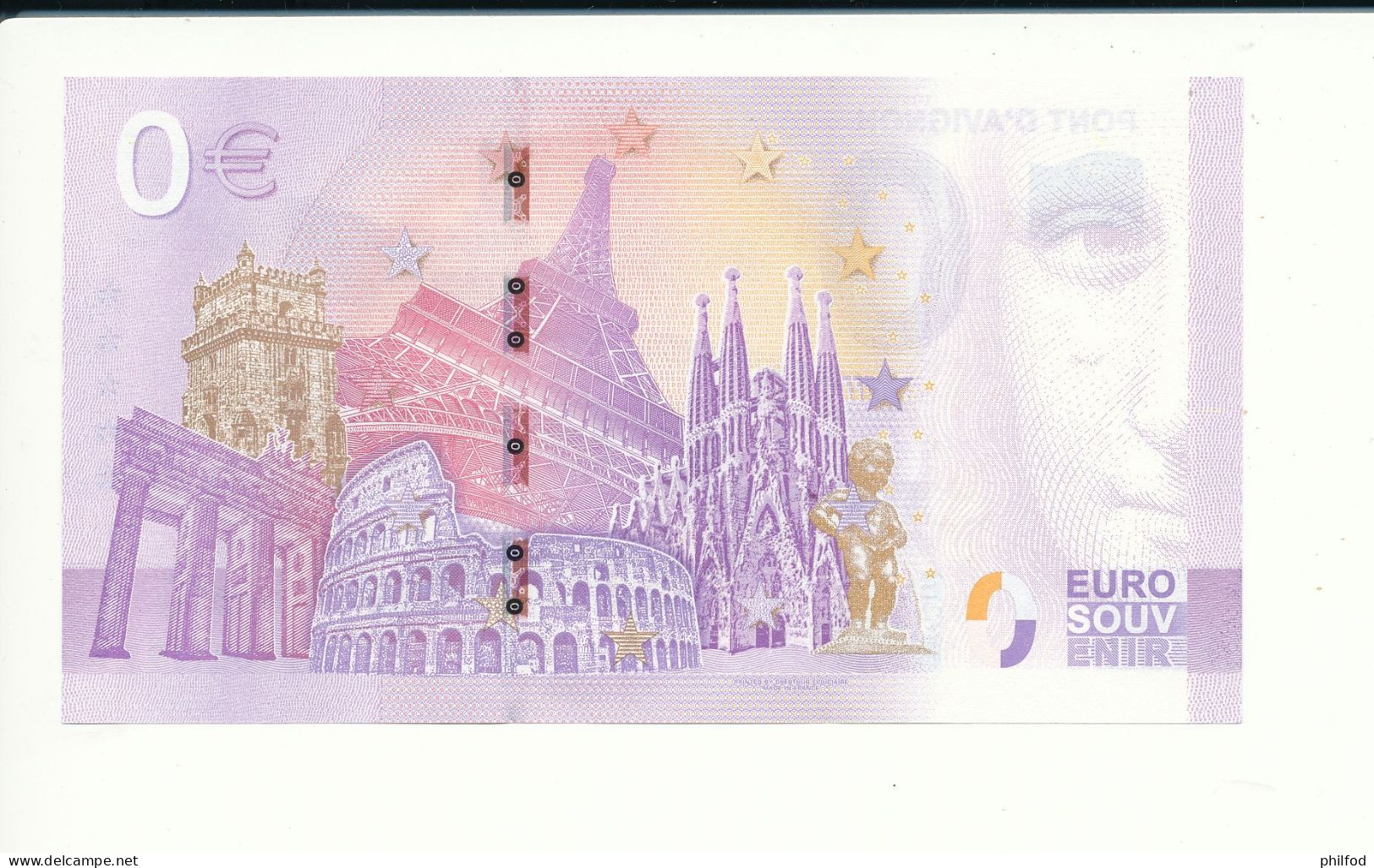 Billet Touristique  0 Euro  - PONT D'AVIGNON - UEDV - 2022-7 -  N° 1193 - Altri & Non Classificati