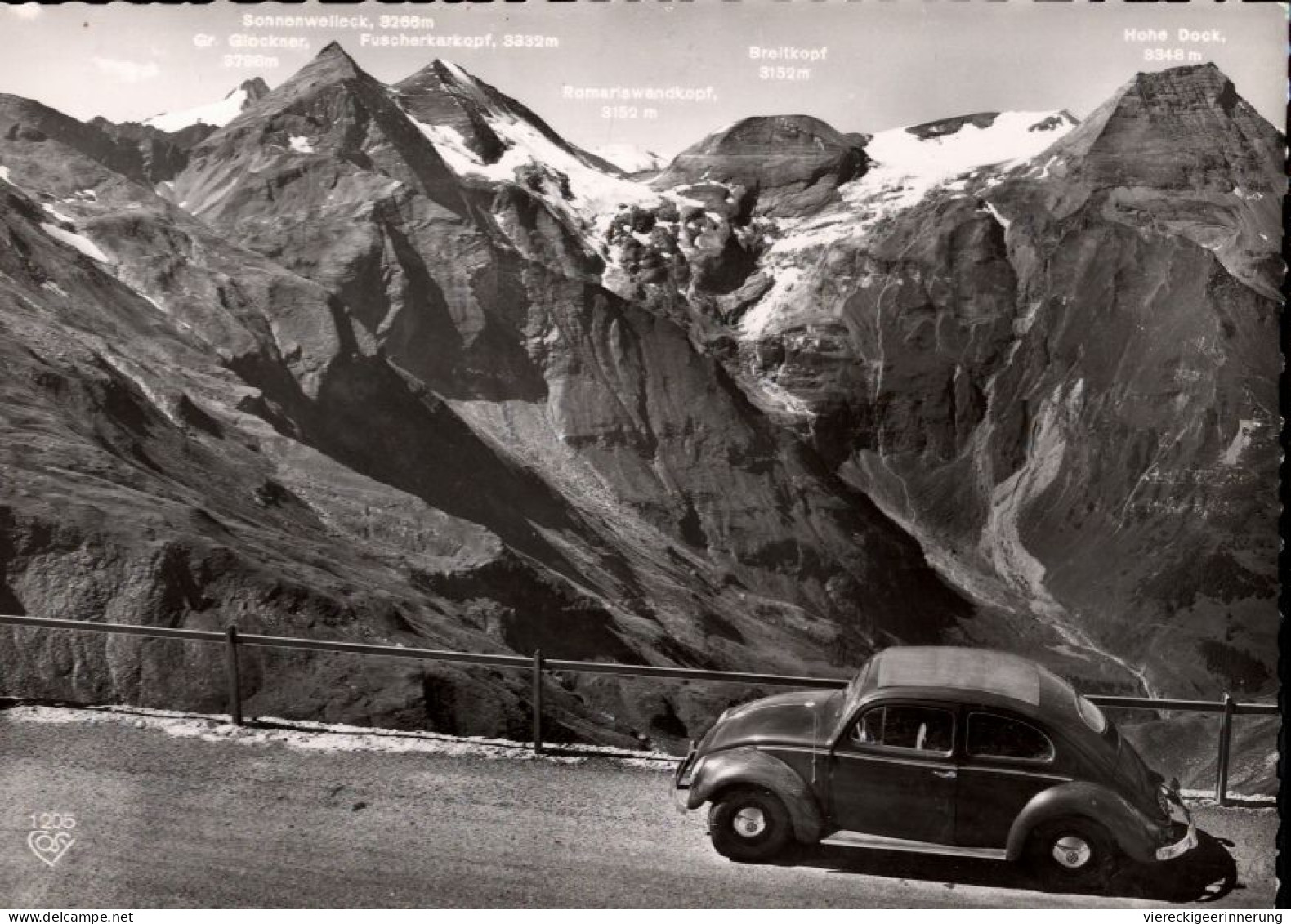 ! Ansichtskarte VW Käfer, Volkswagen, Grossglockner Hochalpenstraße, Alpen - PKW