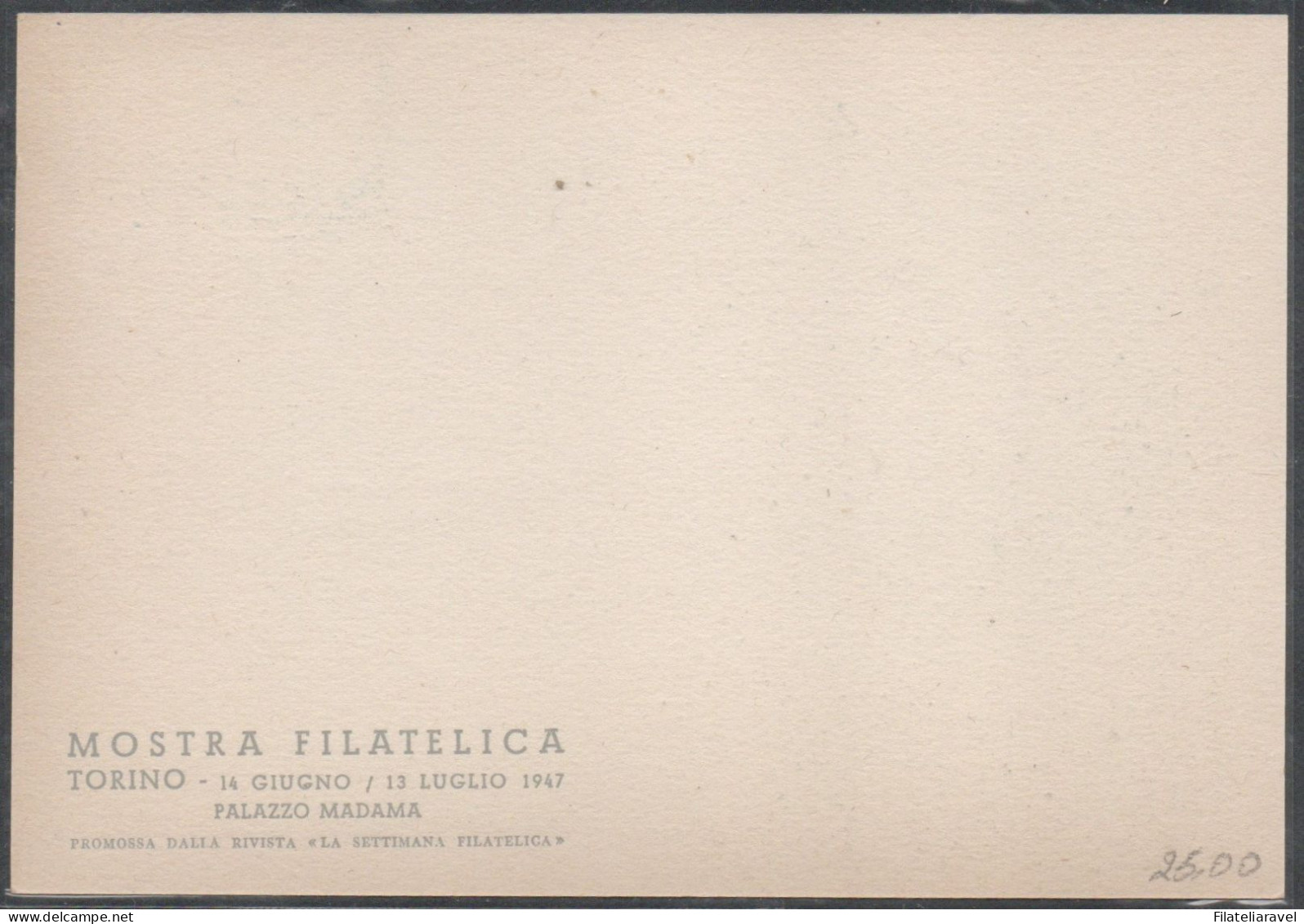 Italia Repubblica - 1947 -  Cartolina "Convegno Filatelico Nazionale", Torino 14 Giugno 1947. - 1946-60: Storia Postale