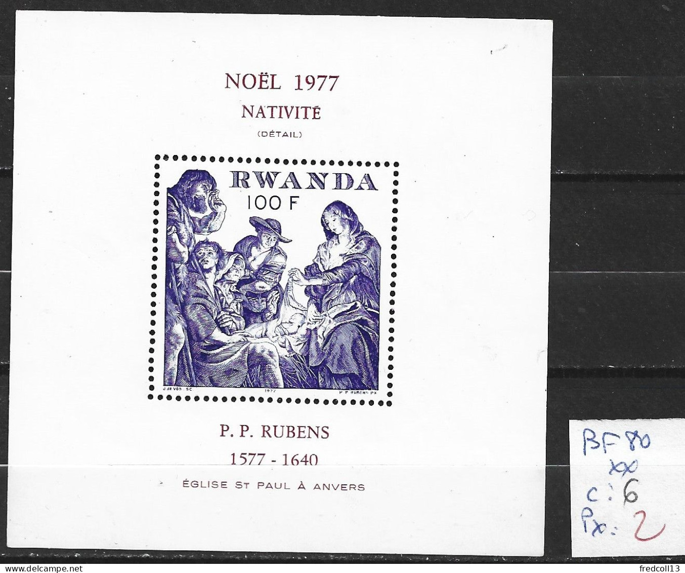 RWANDA BF 80 ** Côte 6 € - Nuevos