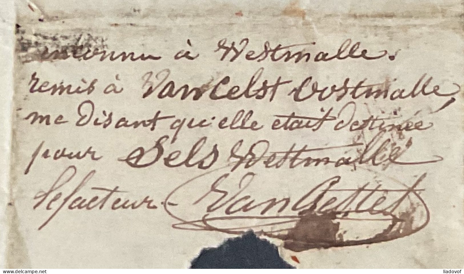 LSC 14/04/1855 - OBP 6 - 10c - P4 Anvers > Westmalle - Manuscrit "Inconnu à Westmalle, Remis à Oostmalle... Le Facteur" - 1851-1857 Médaillons (6/8)