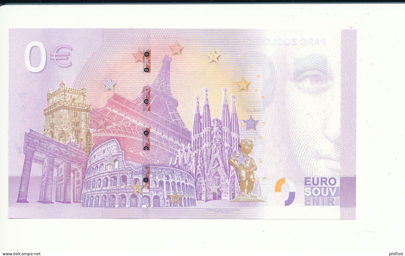 Billet Touristique 0 Euro - PARC ZOOLOGIQUE DE PARIS - UEBR - 2022-8 - N° 523 - Billet épuisé - Sonstige & Ohne Zuordnung