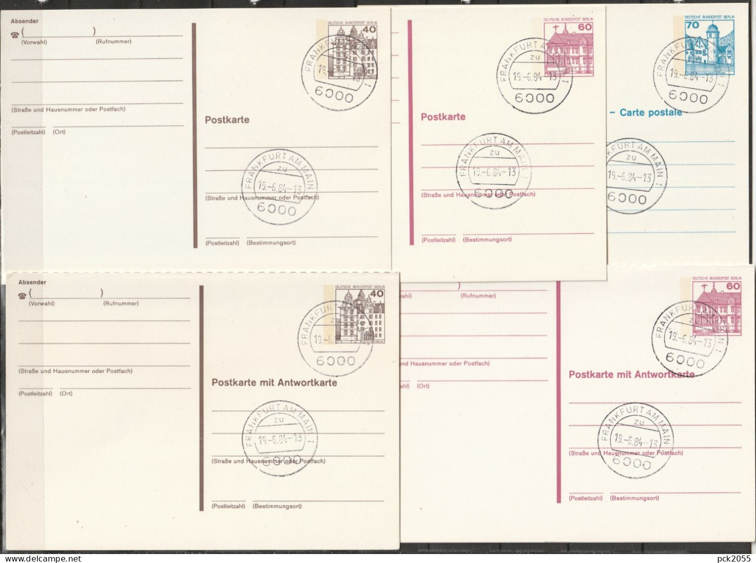 Berlin Ganzsache 1984 Mi.-Nr. P121 - P125 II Tagesstempel FRANKFURT 19.6.84  ( PK 515 ) - Postkaarten - Gebruikt