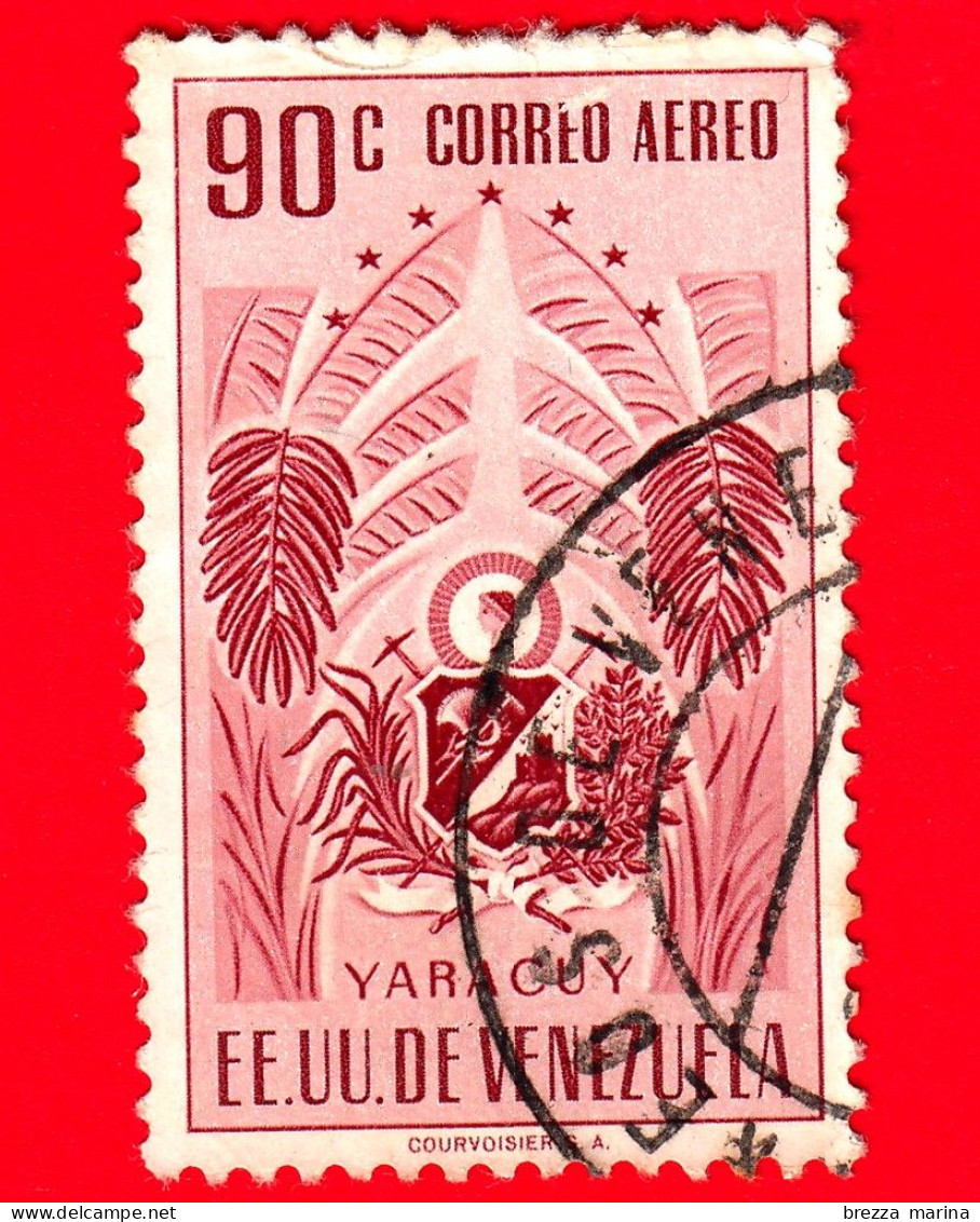 VENEZUELA - Usato - 1953 - Stemma Dello Stato Di Yaracuy - Arms - 90 - P. Aerea - Venezuela