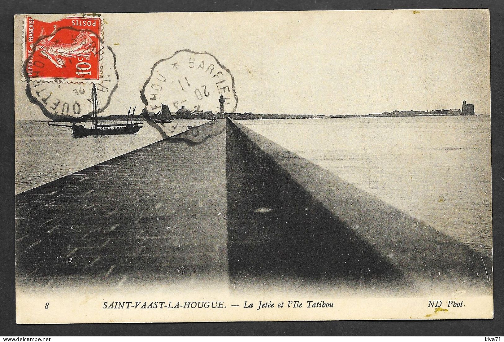 SAINT VAAST LA HOUGUE " La Jetée Et L'Île Talibou"   1911 - Saint Vaast La Hougue