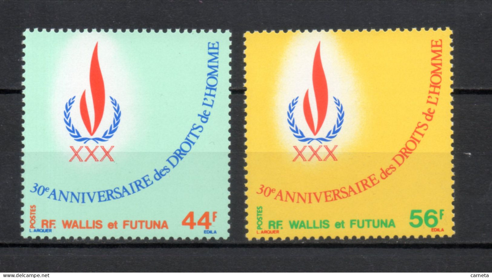 WALLIS ET FUTUNA N° 224 + 225   NEUFS SANS CHARNIERE COTE 4.90€    DROITS DE L'HOMME - Unused Stamps