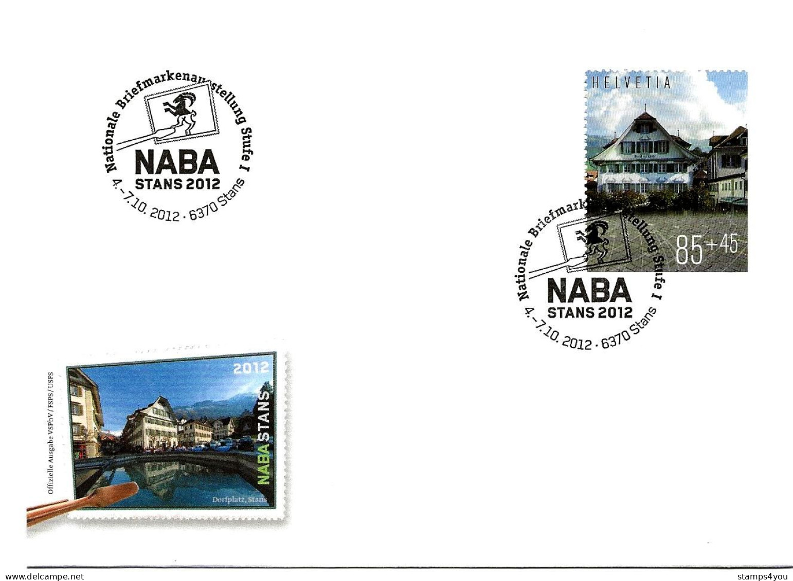 CH - 134 - Enveloppe Avec Oblit Spéciale "NABA 2012 Stans" - Timbre Découpé Du Bloc - Poststempel