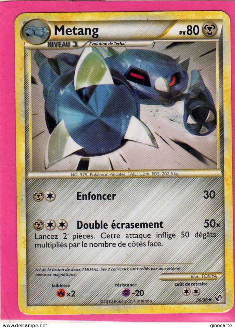 Carte Pokemon Francaise 2010 Heart Gold Indomptable 30/90 Metang 80pv Occasion - HeartGold SoulSilver