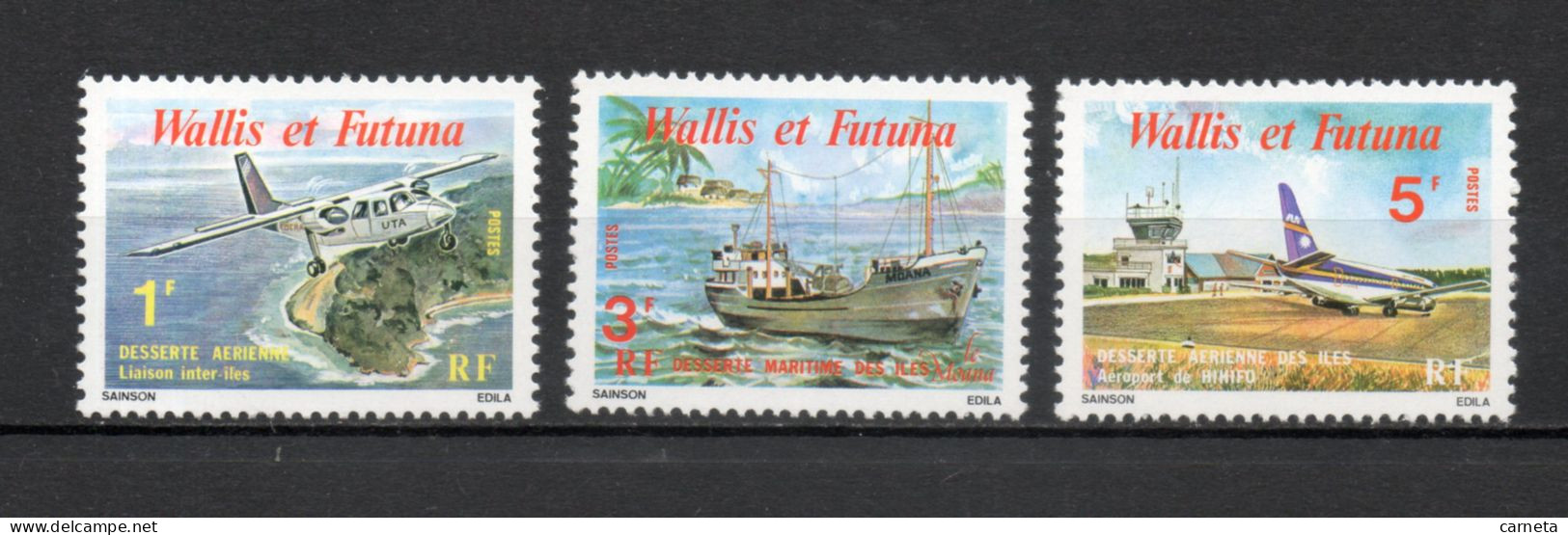 WALLIS ET FUTUNA N° 254 à 256   NEUFS SANS CHARNIERE COTE 0.85€    AVION BATEAUX - Unused Stamps