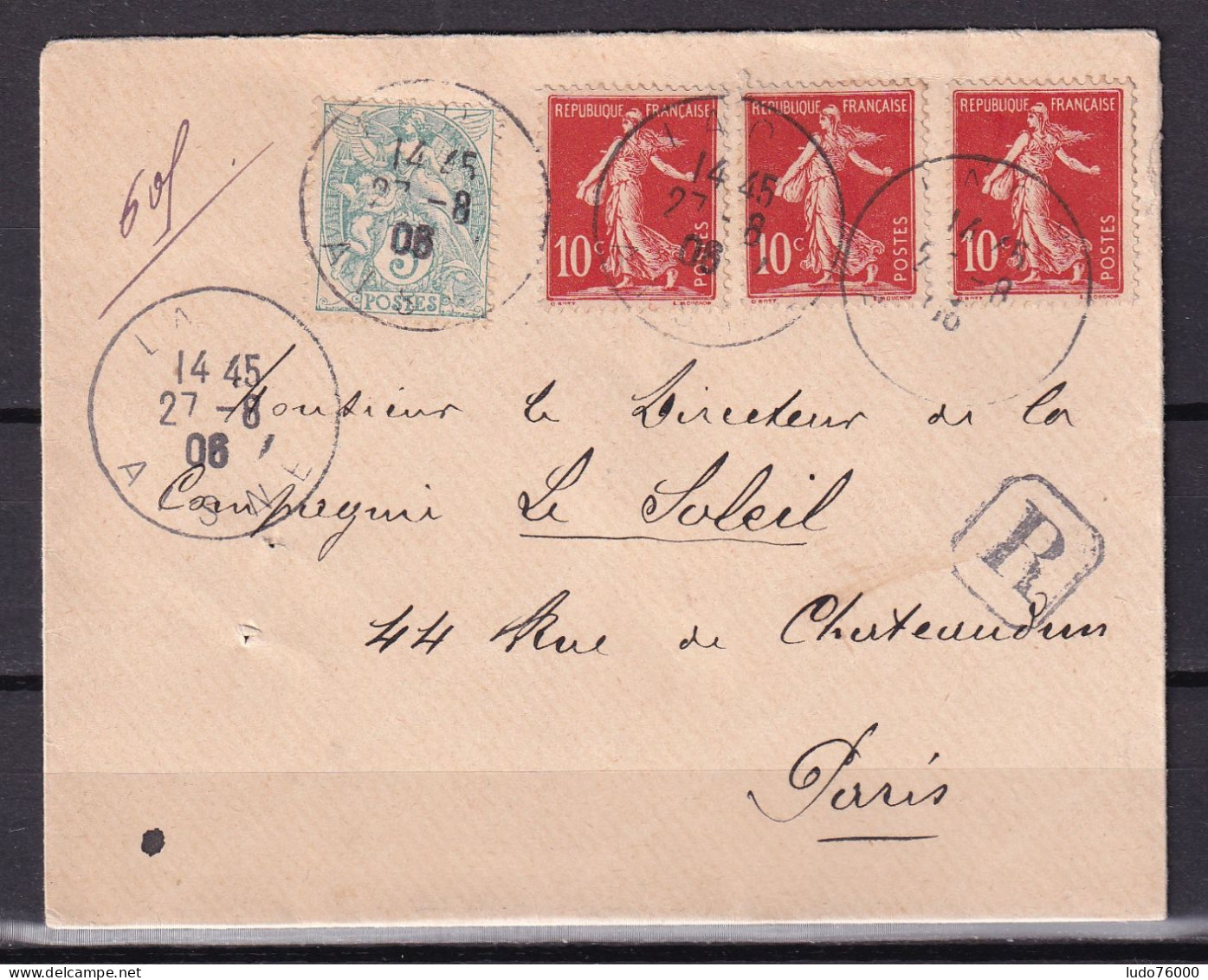 D 772 / SEMEUSE N° 134 SUR LETTRE RECOMMANDEE - Collections