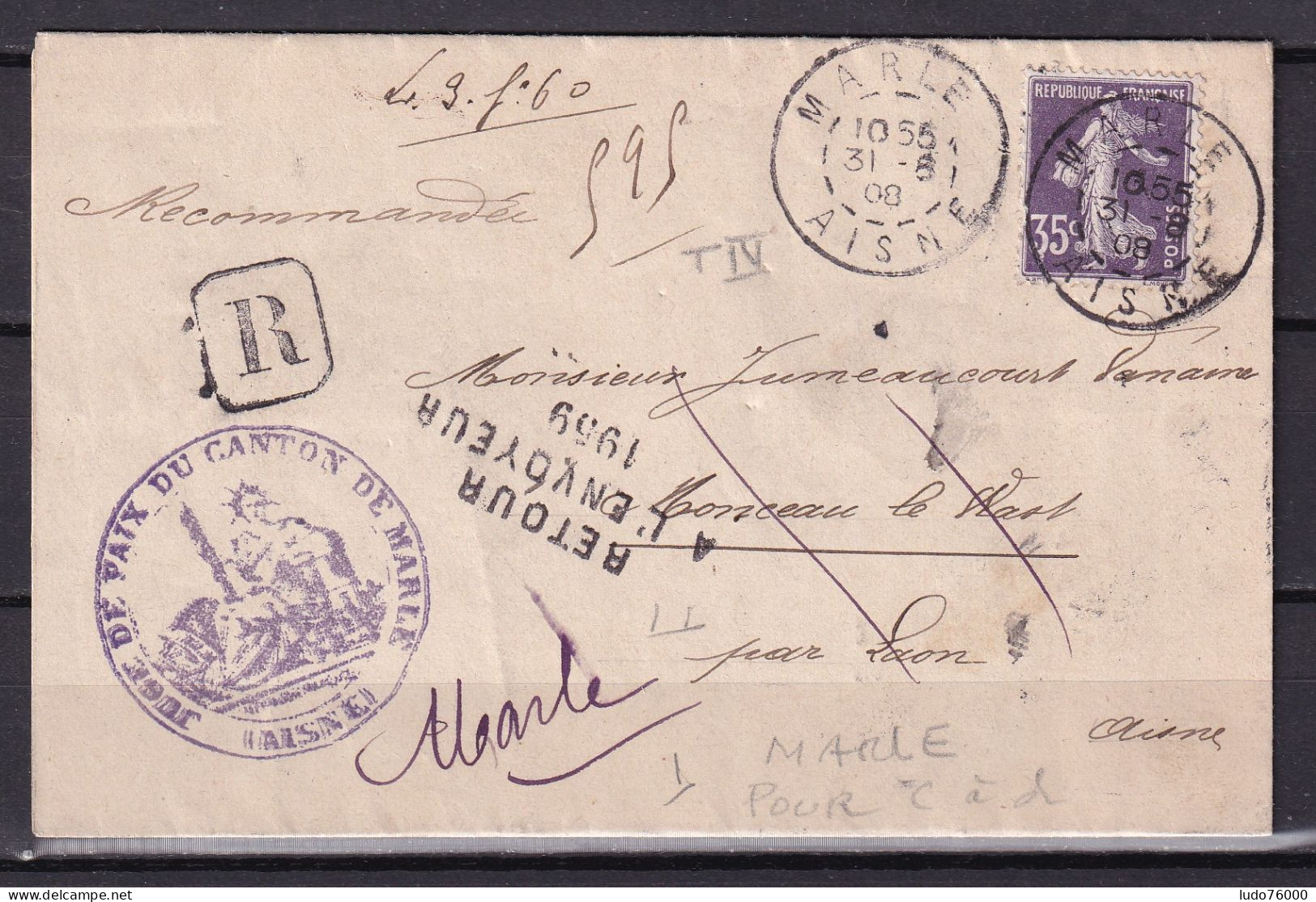 D 772 / SEMEUSE SUR LETTRE RECOMMANDEE - Collections