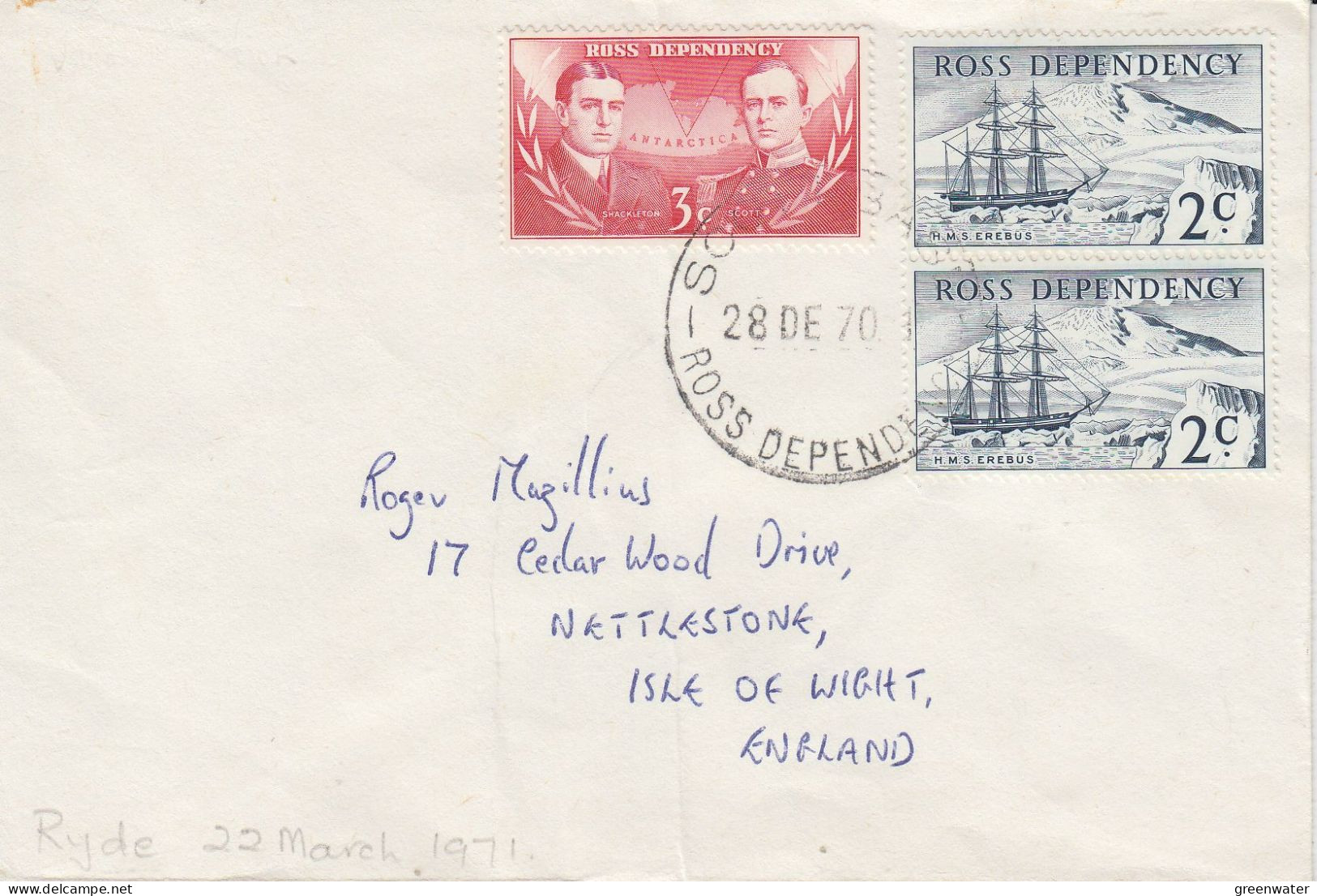 Ross Dependency 1970  Letter To Isle Of Man Ca Scott Base 28 DEC 1970 (SO220) - Brieven En Documenten
