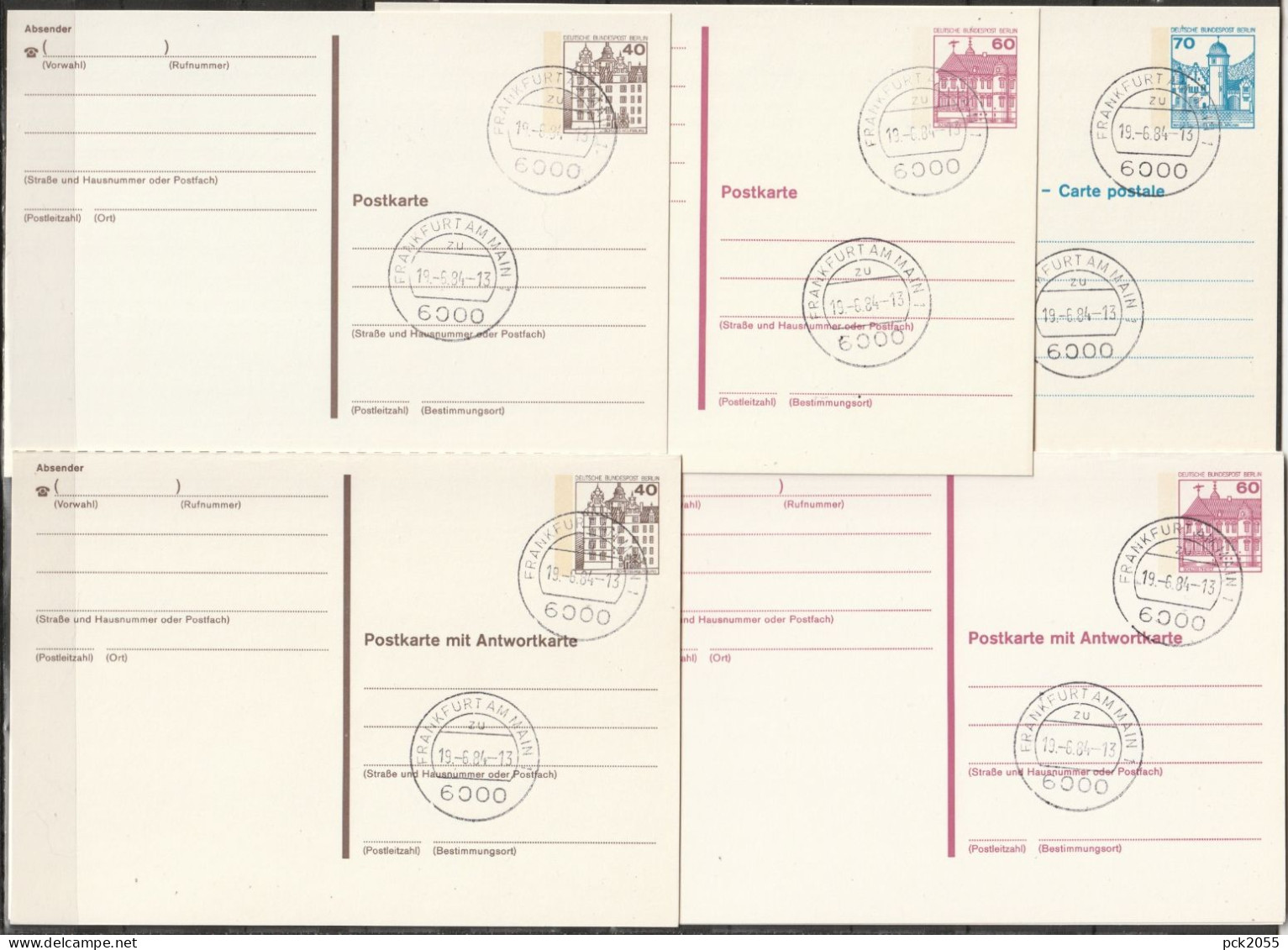 Berlin Ganzsache 1984 Mi.-Nr. P121 - P125 II Tagesstempel FRANKFURT 19.6.84  ( PK 523 ) - Postales - Usados