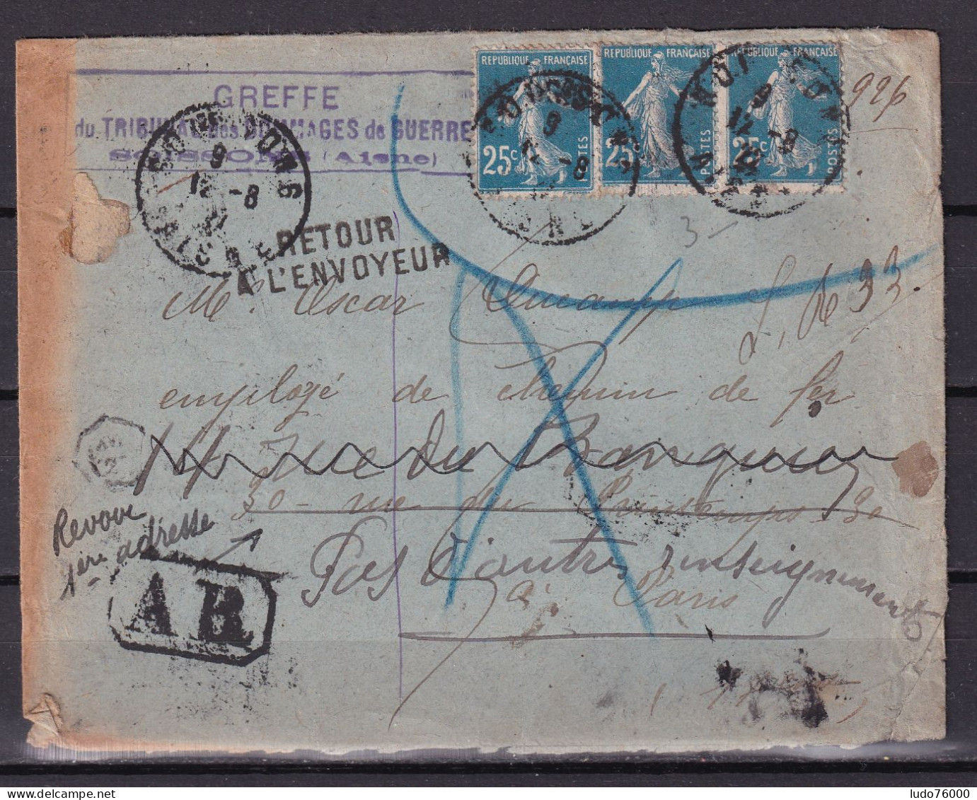 D 772 / SEMEUSE SUR LETTRE RECOMMANDEE - Collections