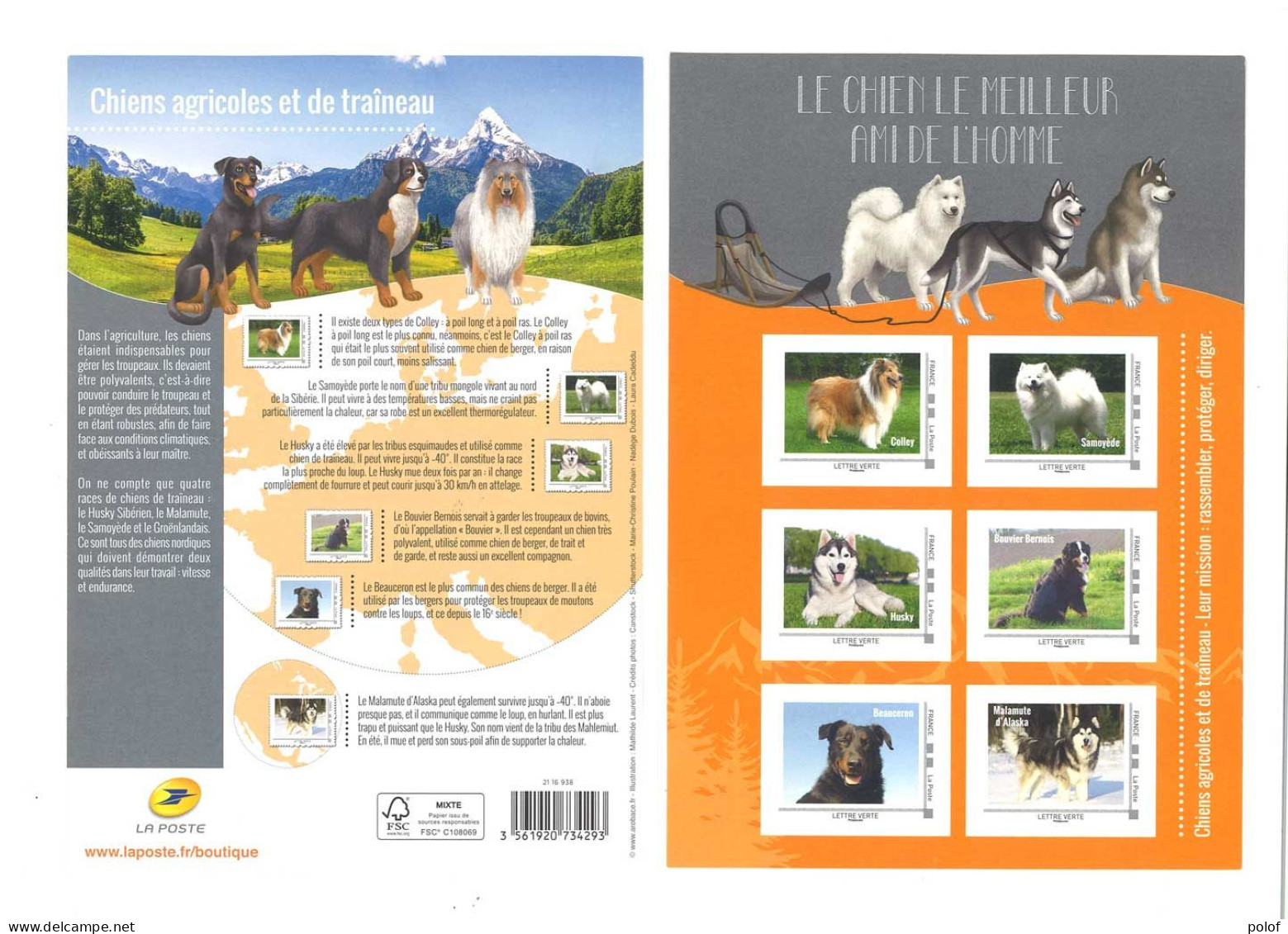 COLLECTOR - 2016 - Le Chien Et Le Meilleur Ami De L' Homme Oc De 6 Timbres - Valeur Permanente - Chiens Agricol(COL 320) - Collectors