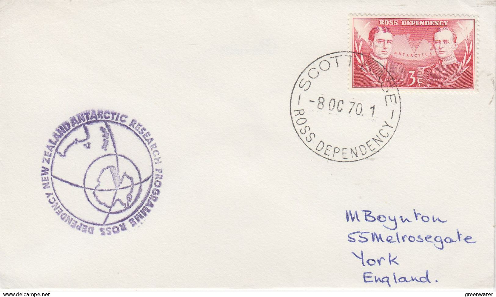 Ross Dependency 1970  Ca NZ Antarctic Research Programme Ca Scott Base 8 OCT 1970 (SO221) - Storia Postale