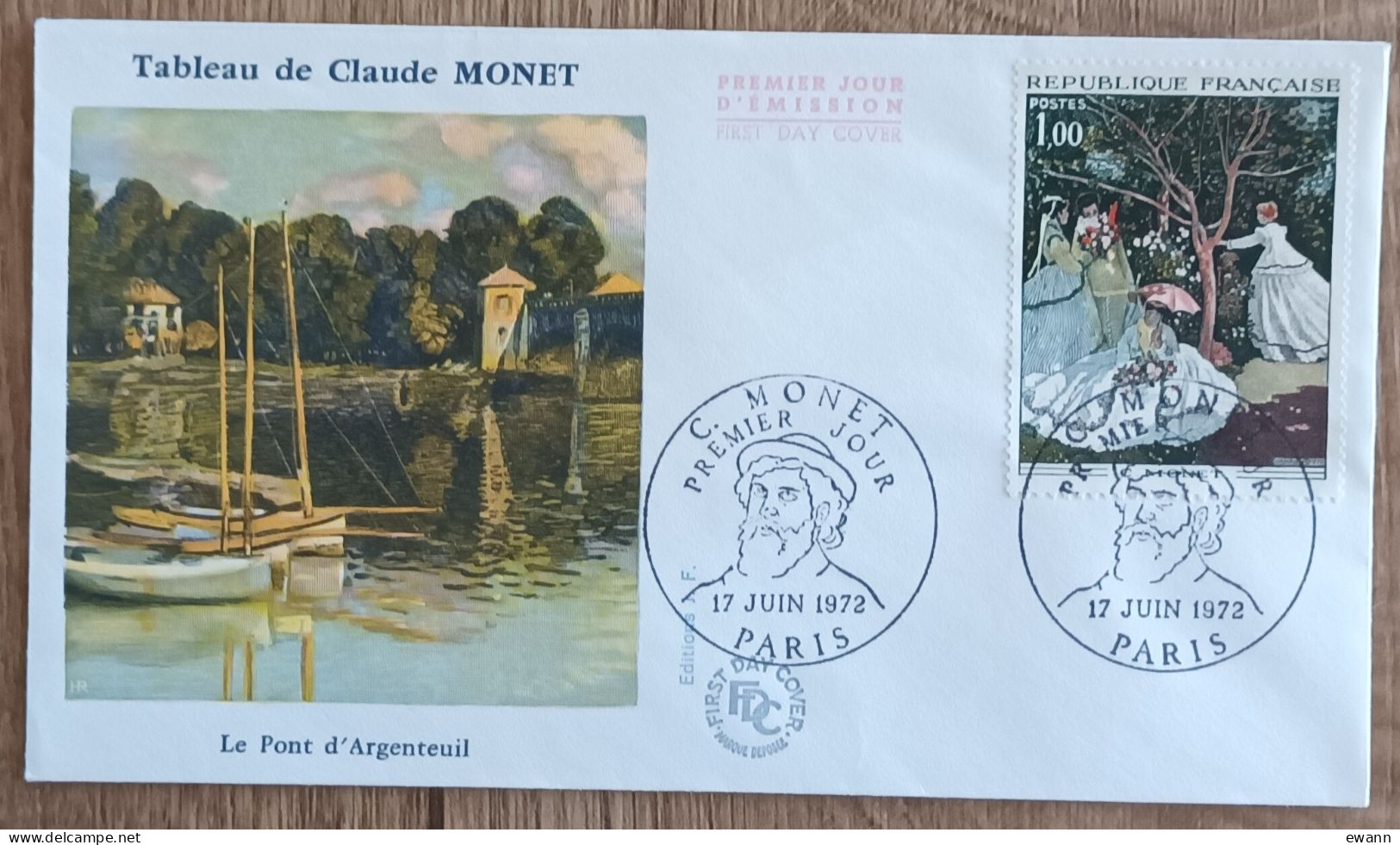 FDC 1972 - YT N°1703 - CLAUDE MONET / FEMMES AU JARDIN - PARIS - 1970-1979