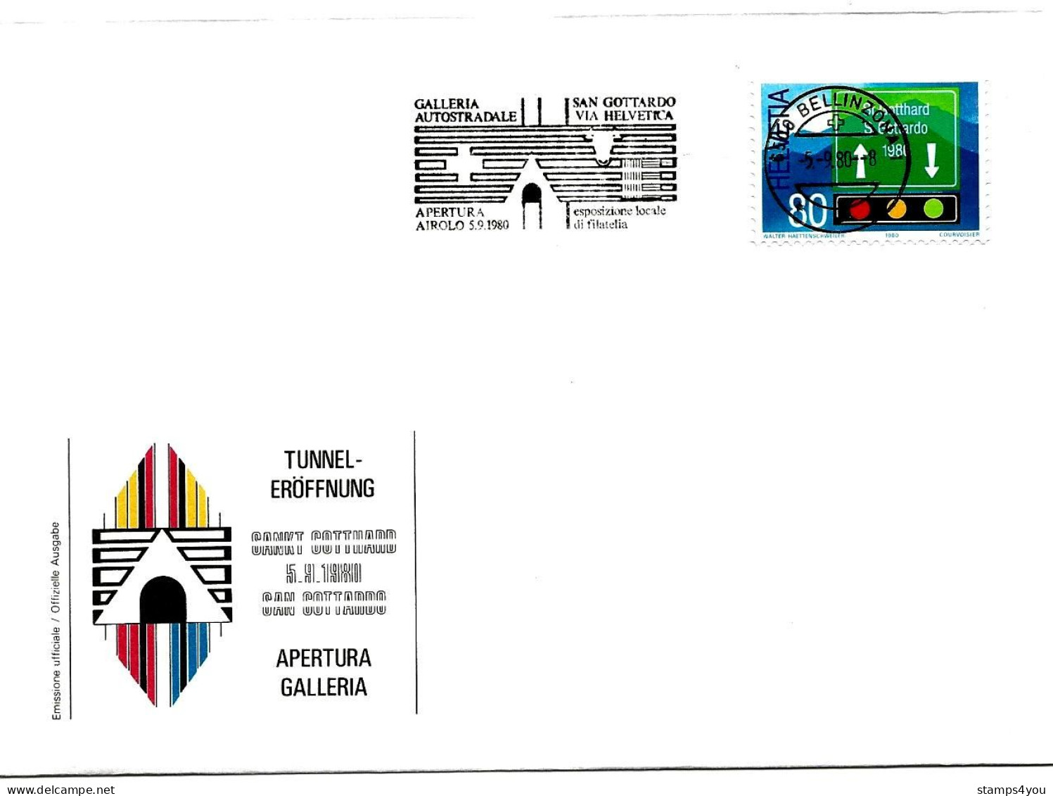 CH - 139 - Enveloppe Avec Oblit Mécanique "Apertura Galleria Gottardo 1980" - Marcophilie