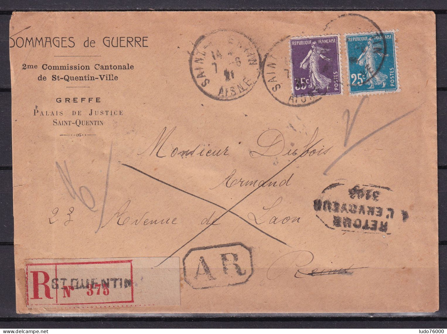 D 772 / SEMEUSE SUR LETTRE RECOMMANDEE - Collections