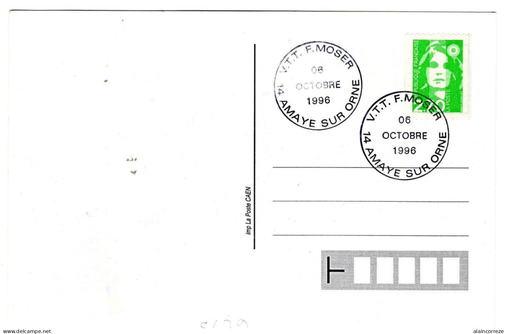 Cachet Commémoratif Calvados Amaye Sur Orne Fête Du VTT La Francisco Moser 1996 Vélo Cyclisme - Mountain Bike