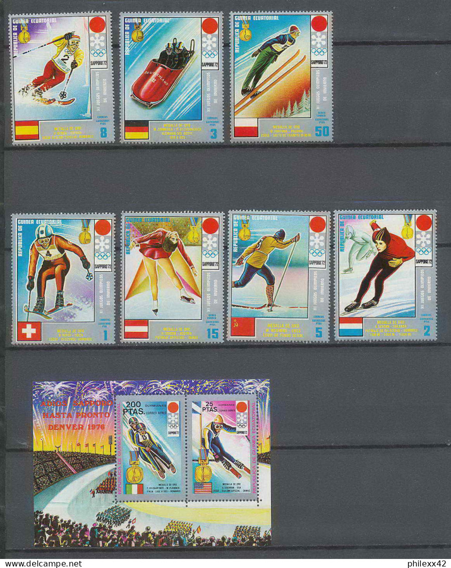 Guinée équatoriale Guinea 110 N°66/72 + Bloc 11 Jeux Olympiques Olympic Games Sapporo 1972 MNH ** - Inverno1972: Sapporo