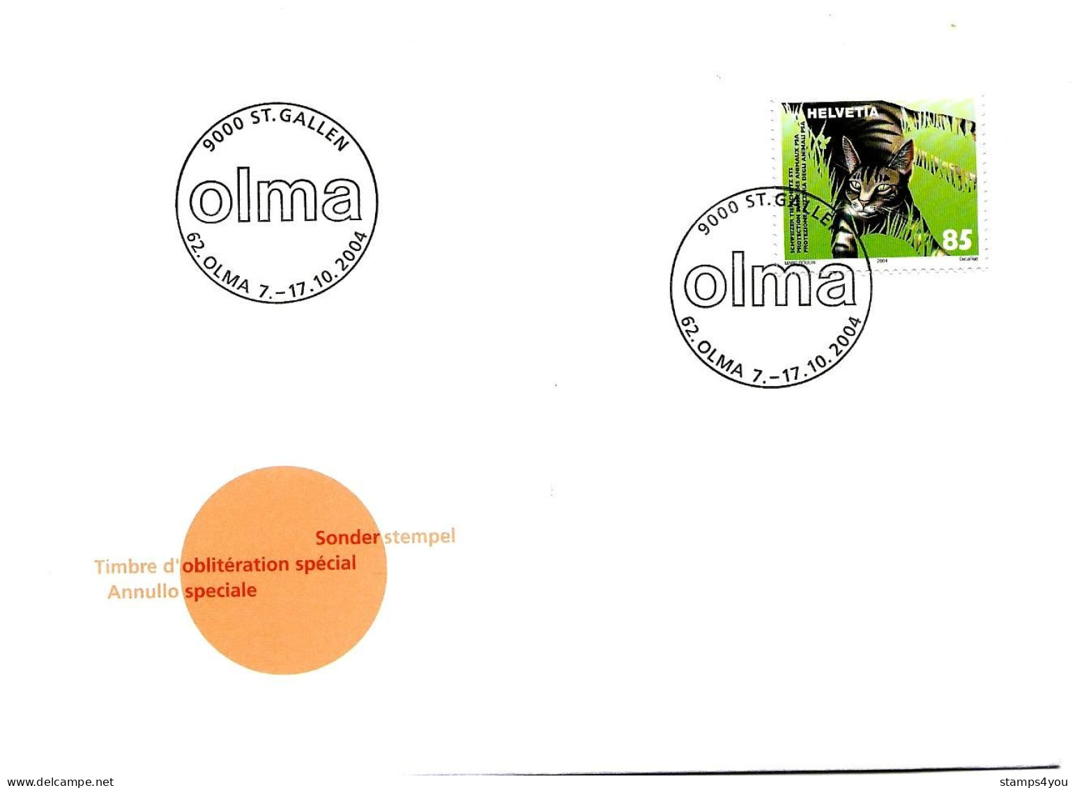CH - 141 - Enveloppe Avec Oblit Spéciale "OLMA 2004 St Gallen" - Marcophilie
