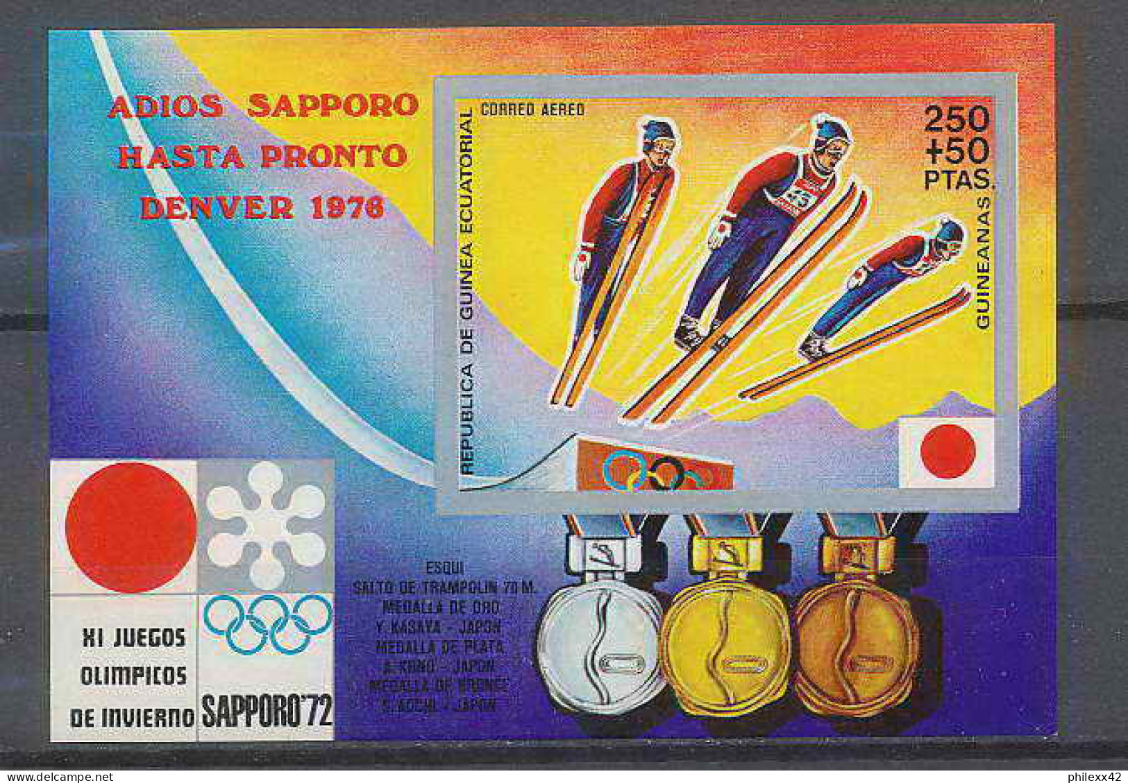 Guinée équatoriale Guinea 111 Bloc 12 Non Dentelé Imperf Jeux Olympiques Olympic Games Sapporo 1972 MNH ** - Invierno 1972: Sapporo