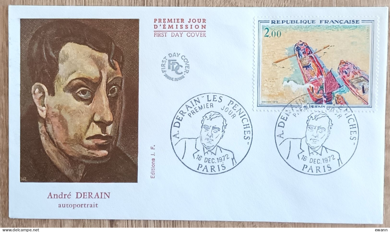 FDC 1972 - YT N°1733 - ANDRE DERAIN / LES PENICHES - PARIS - 1970-1979