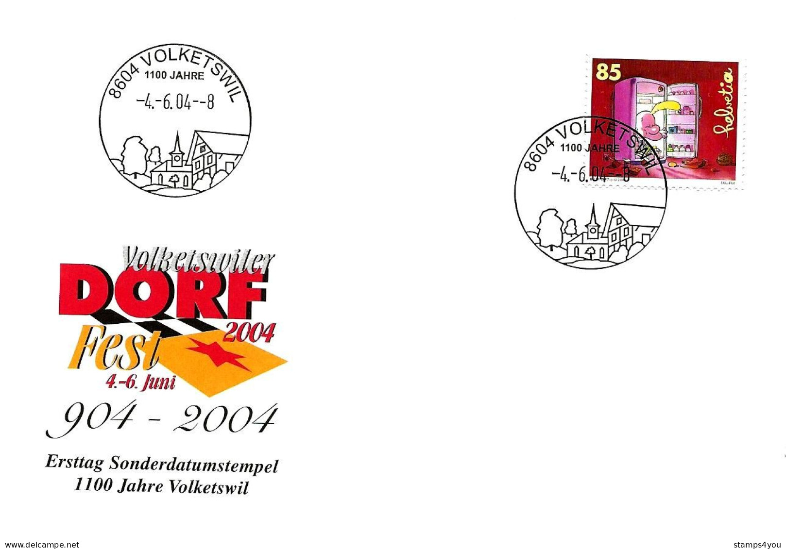 CH - 142 - Enveloppe Avec Oblit Spéciale "1100 Jahre Volketswil 2004" - Marcophilie